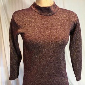 Vintage Purple Gold Sparkle Women's Tight Knit Pullover Sweater Top Fairycore